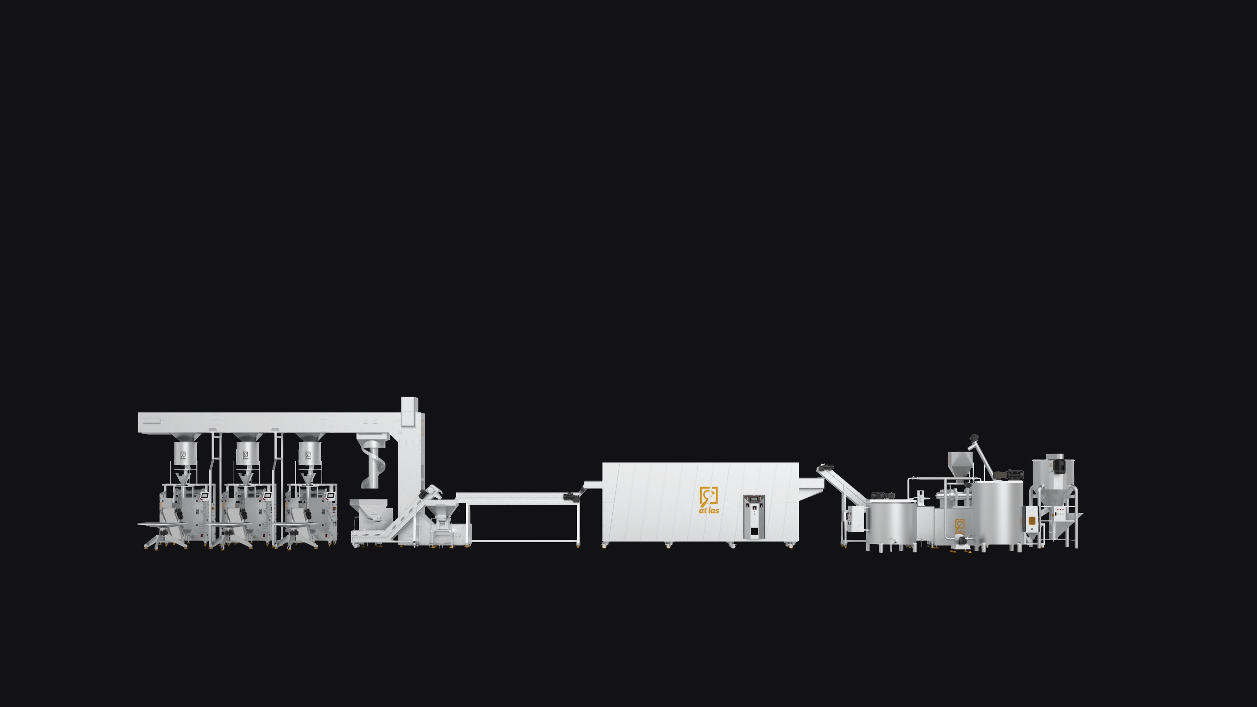 Ligne de production de chips de maïs farcé au chocolat 150 Kg/h avec trois machines de conditionnement volumétriques 
