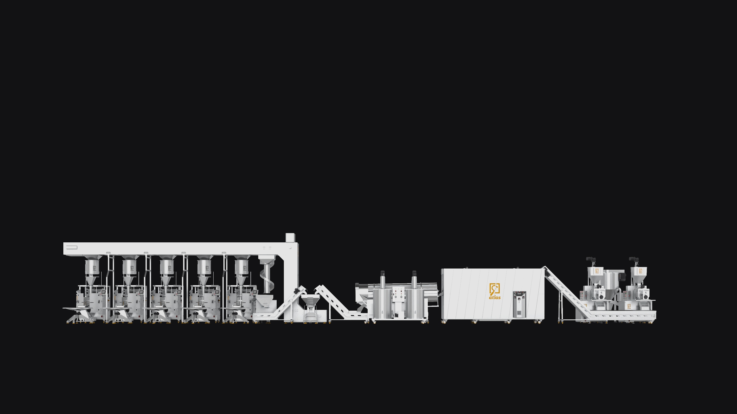 خط إنتاج شيبس الذرة 350-400 ك/سا مع خمس مكنات تعبئة حجمية